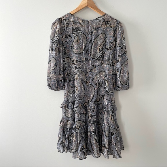 Rebecca Taylor Selene Paisley Voile Dress in Bleu Combo Size 4 - Picture 3 of 8